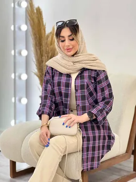 مانتو چهارخونه تک جیب هیما
