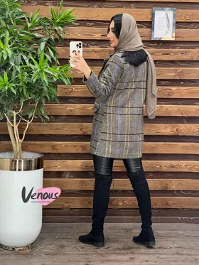 پالتو چهارخونه یقه انگلیسی