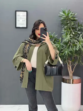 مانتو لینن آستین پاکتی جیب پاگن