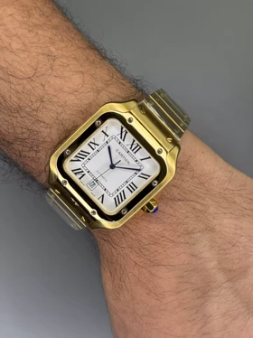 ساعت مچی کارتیه د سانتوس بدنه طلایی صفحه سفید Cartier
