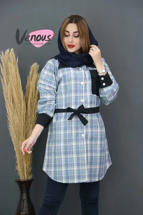 مانتو چهارخونه کمردار