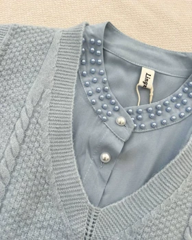 ست سه تیکه پیراهن+جلیقه بافت+کمربند کد 5249