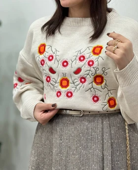 پلیور بافت ترک گلدوزی گلرخ