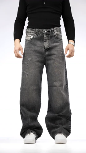 شلوار بگ جین ذغالی روشن قد 112 سانت * بهترین کیفیت کد 951