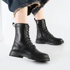 بوت و نیم بوت زنانه و دخترانه مدل بندی بغل زیپ رنگ مشکی کد A580