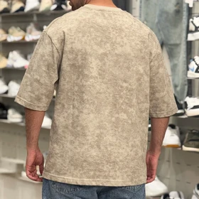 تیشرت مردانه مدل سنگشور ساده برچلو رنگ کرم کد 847473