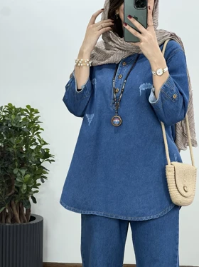 ست مانتو و شلوار جین ماهرو(ایراد دار)