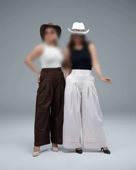 دامن شلواری بگ 3 پیل مدل سارینا کد 50294 (استخوانی)