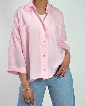 شومیز شانتون آستین  دوبل  کد 500526