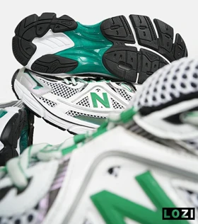 کفش کتانی بزرگ پا طوسی سفید سبز NEW BALANCE 1064 V.2