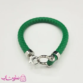 دستبند امگا رابر سبز با قفل نقره ای مردانه زنانه کیفیت مستر کد 1400