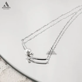 گردنبند نقره‌ای مروارید Pearl Necklace S