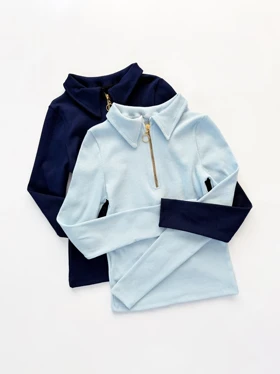 بلوز کبریتی یقه انگلیسی نیم زیپ