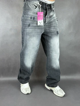 شلوار نیم بگ مردانه ذغالی زاپدار 125