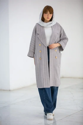 مانتو شنل بلند غزال (طوسی)