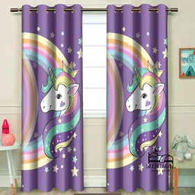 پرده کودک طرح اسب تک شاخ مدل W4641