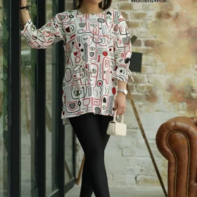 تونیک زنانه لینن طرح چشم و نظر