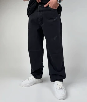 شلوار جین نیم بگ زغالی سیر مردانه پارچه کحراه با قد 110 جدید مدل 2026