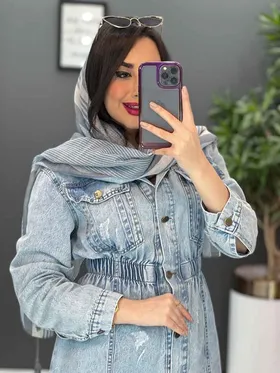 مانتو جین کمرکش چاک‌دار