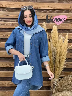 مانتو جین دوجیب چاک‌دار