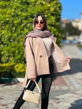 پالتو دو دکمه کمر سگک دار