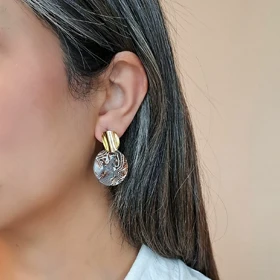 کالکشن گوشواره میناکاری انامل و فانتزی شیک خاص و رنگ ثابت (دایره طرح سنگی)