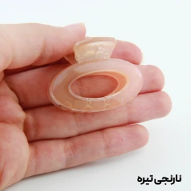 کلیپس دخترانه مدل بیضی کوچک دو رنگ (نارنجی تیره)