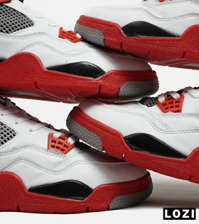 کتانی ساق‌دار بزرگ پا سفید قرمز Nike air jordan 4