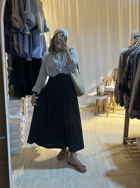 دامن لینن بلند تابستانه خنک و سبک - مدل ماریا کد 087