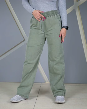 شلوار نیمبگ جین کاغذی سبز زنانه قد 102 سایز 36 تا 50 Green Paper Jeans Semi-Baggy Pants کد 50600