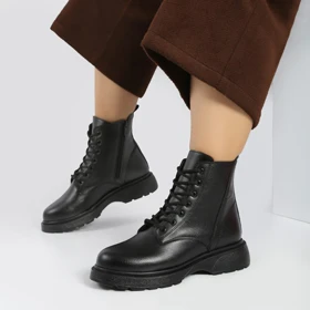 بوت و نیم بوت زنانه و دخترانه مدل بندی بغل زیپ رنگ مشکی کد M760