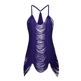 لباس خواب زنانه مدل ریش ریشی شهره (سرمه ای)