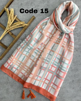 شال نخ پنبه رنگ هلویی 3582