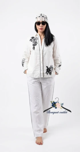 شومیز سفید گلدوزی ZARA