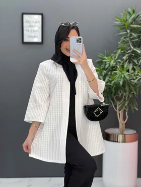 مانتو ژاکارد حصیری یقه گرد