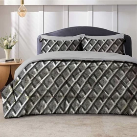 سرویس روتختی مخمل برجسته لئون (مشکی طوسی)