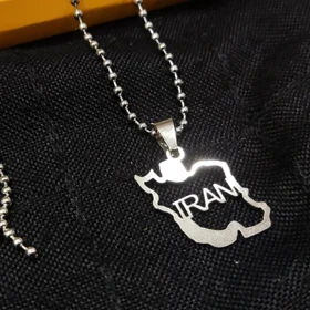 گردنبند نقشه ایران استیل رنگ ثابت