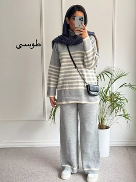 ست مانتو شلوار بافت نیکی