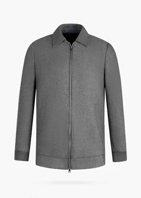 سویشرت فلانل تمام زیپ طوسی