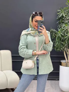 مانتو برش‌دار دو جیب روژین