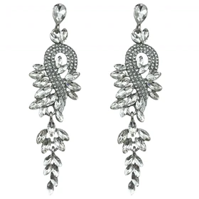 گوشواره آویز مجلسی زنانه مدل الاریس طرح جواهری نگین‌دار