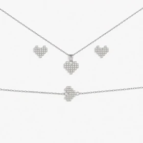 سرویس نقره دخترانه مدل قلب پیکسلی