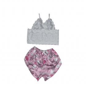 ست نیمتنه گیپور و شلوارک طرح یونیکورن 142