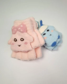 دستکش بچهگانه نیم انگشت بافت موهر فانتزی مدل ستاره