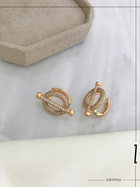 گوشواره قفل تی نگین‌دار