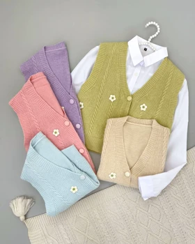 جلیقه بافت جلو دکمه کد 4200