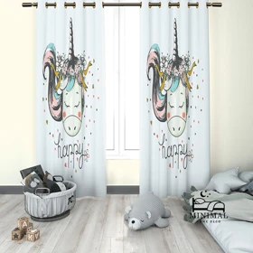 پرده کودک طرح یونی کورن مدل W4931