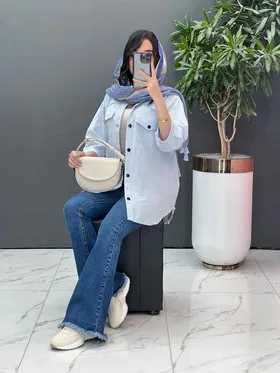 مانتو لینن جلو دکمه پایین ریش