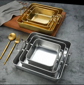 تابه سرو مربع استیل دسته دار سیلور