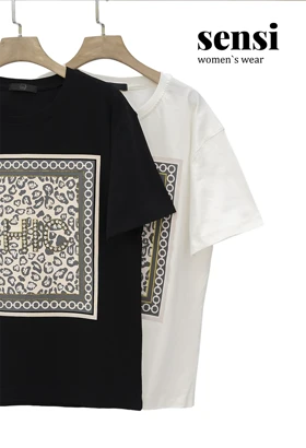 تیشرت پلنگی چاپی نگین‌دار CHIC